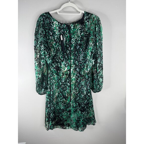 Alice + Olivia Rita Blouson Long Sleeve Mini Dress Size 14 NWT Silk Blend NWT - Picture 4 of 5